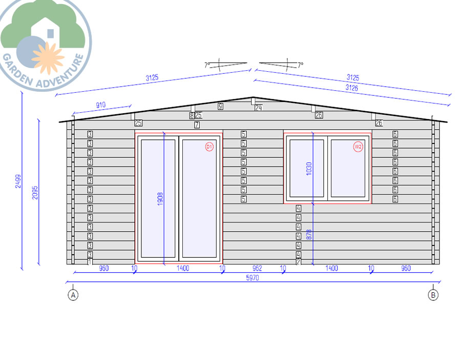 Trentino Plus 6x5 Log Cabin