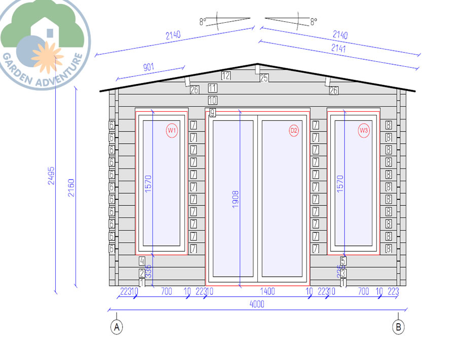 Grande 4x3 Log Cabin