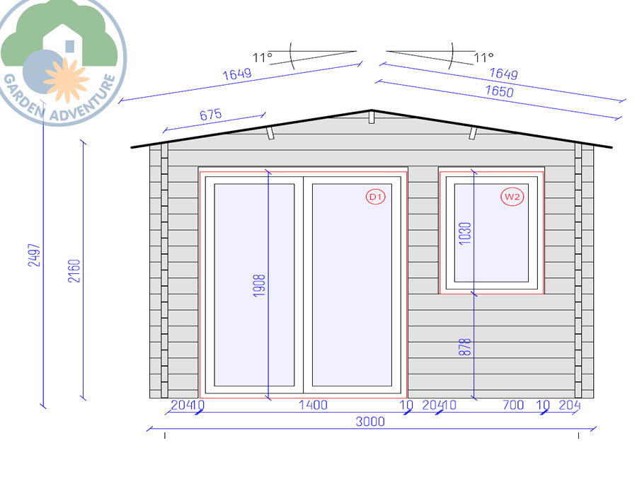 Trentino Plus 3x3 Log Cabin