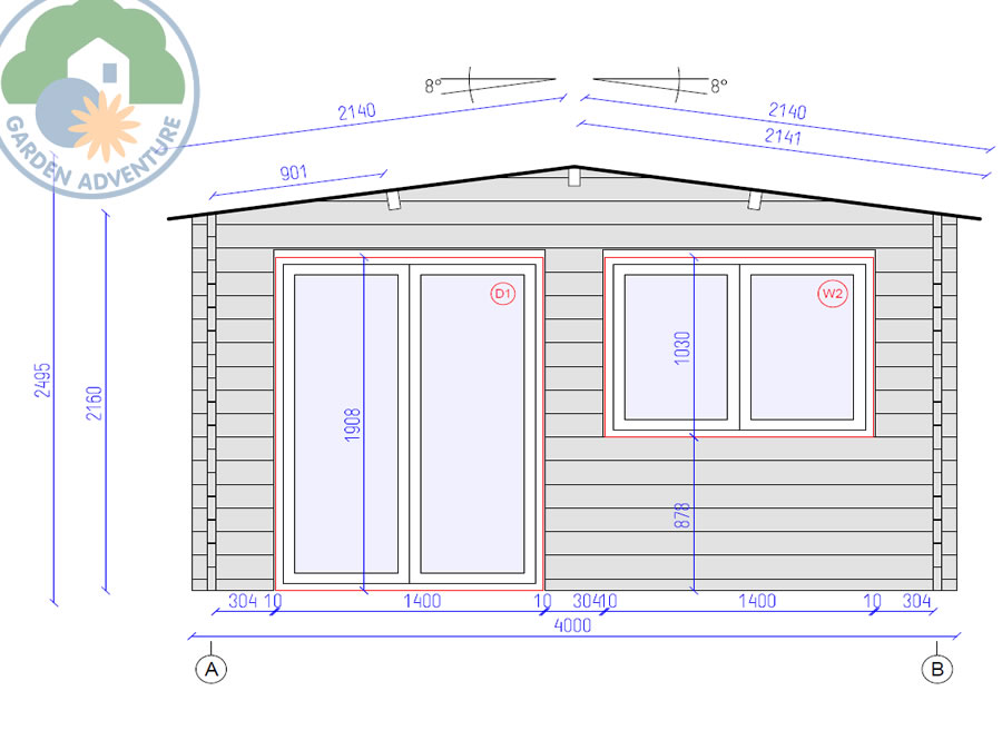 Trentino Plus 4x3 Log Cabin