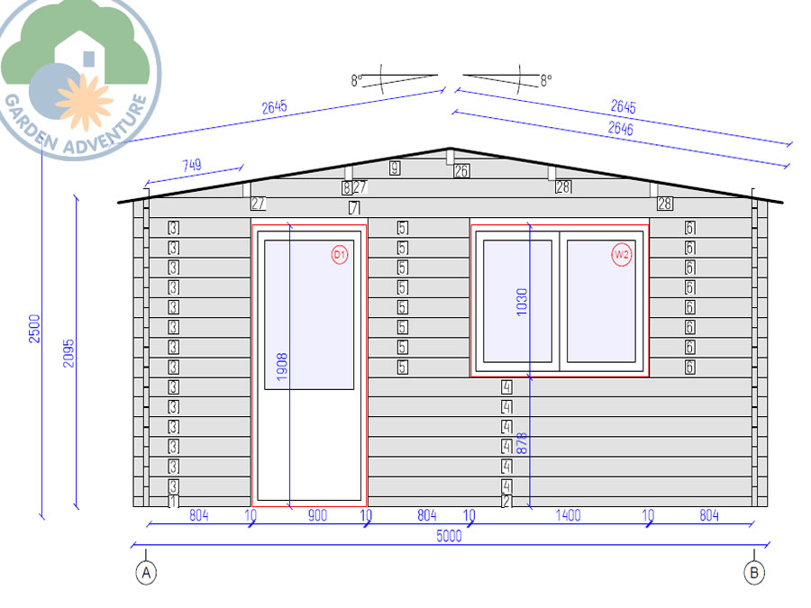 Belvedere Plus 5x3 Log Cabin