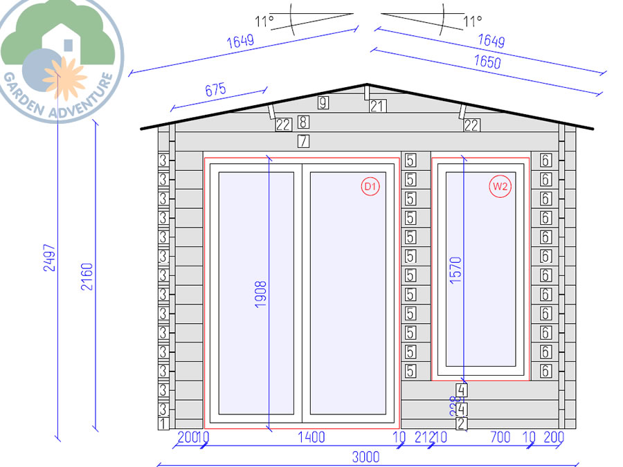 Grande 3x3 Log Cabin
