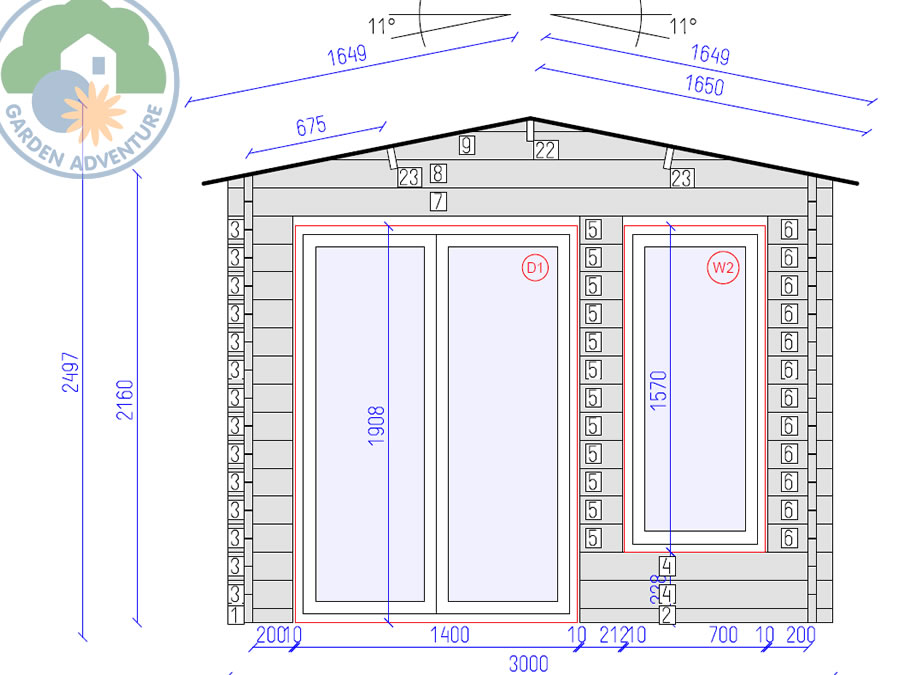 Grande 3x4 Log Cabin